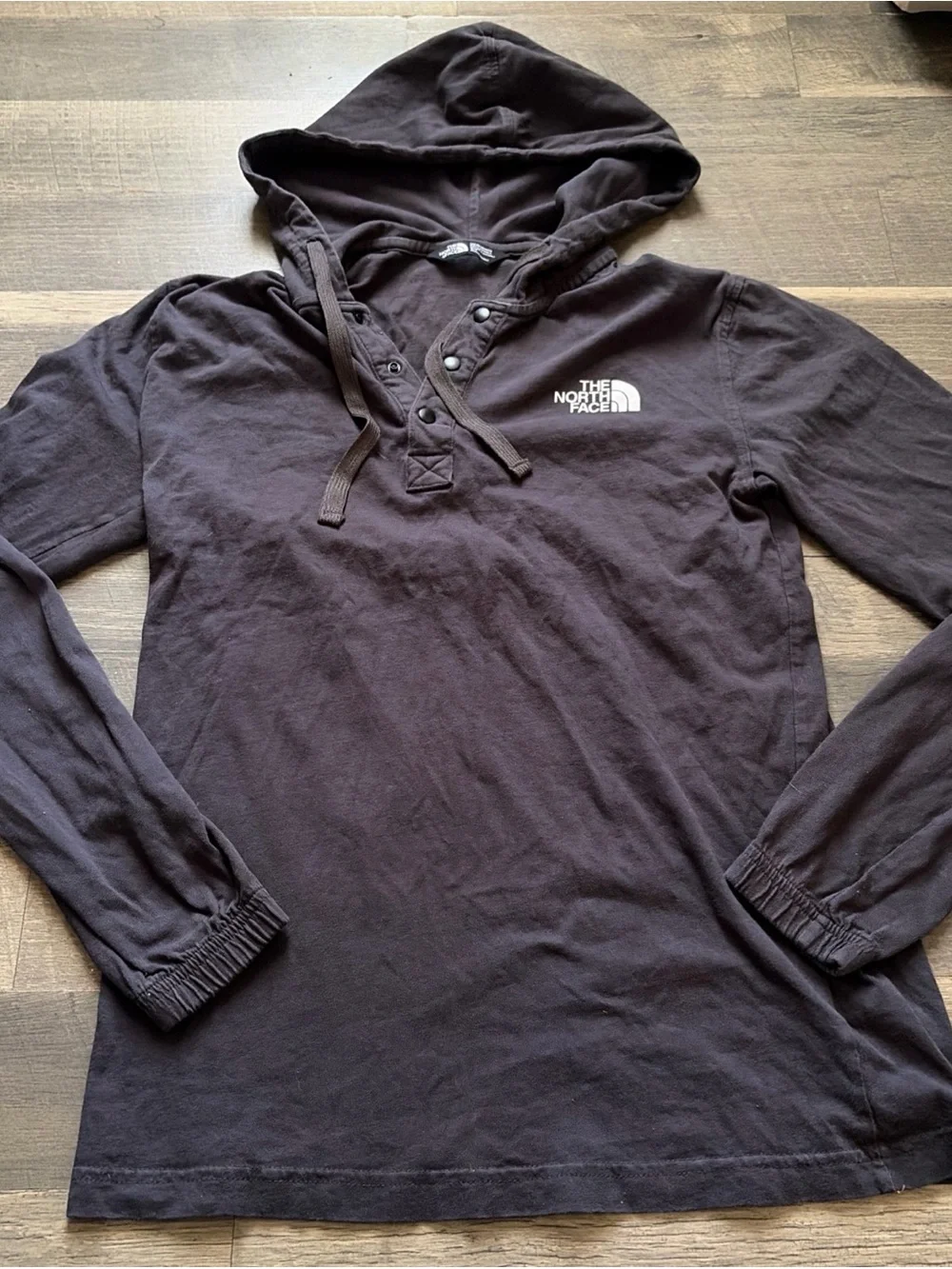 The North Face Men's Gray 1/4 Button Hooded Long Sleeve Light Sweater Size Small